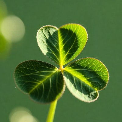 Three-leaf clover on green background