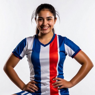 Smiling Latina girl in Honduras soccer jersey