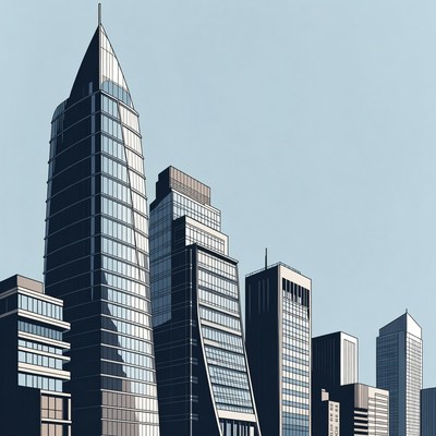 Modern Skyscrapers City Skyline Illustration