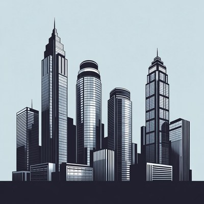 Skyscrapers City Skyline Illustration