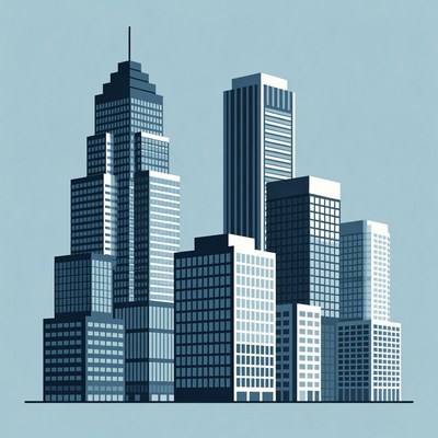 Modern Skyscrapers City Skyline Illustration