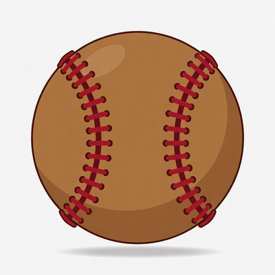 Illustrated Baseball with Red Stitches