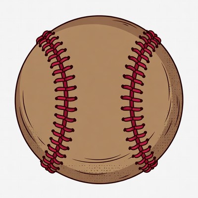 Baseball with red stitches