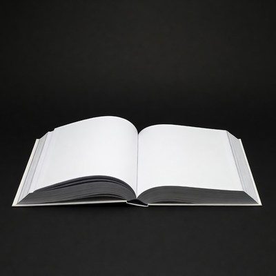 Open book on black background