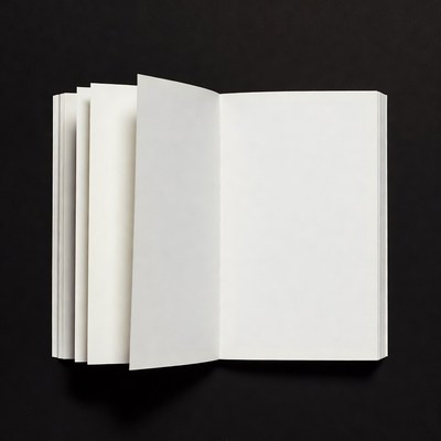 Open Blank Notebook on Black Background