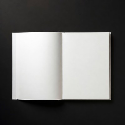 Open book on black background