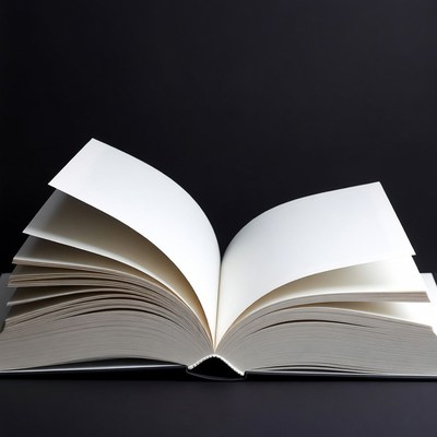 Open book on black background