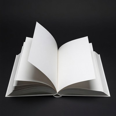 Open book on black background