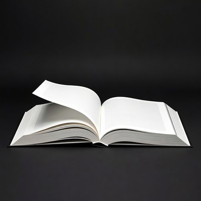 Open book on black background