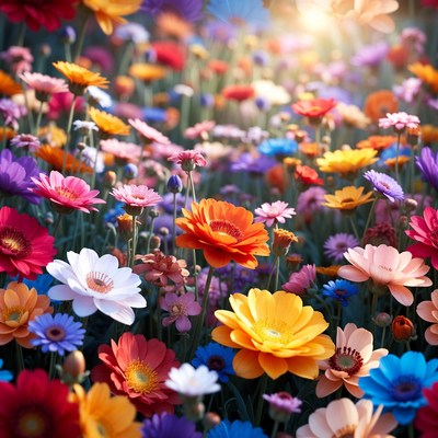 Colorful Daisy Flower Field