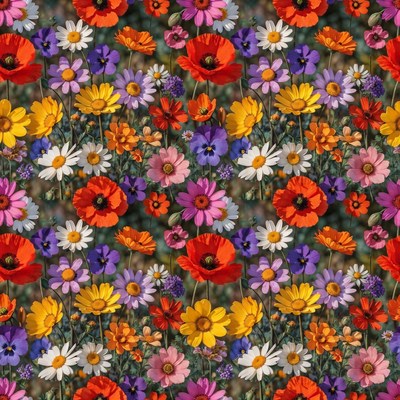 Vibrant Wildflower Field with Poppies