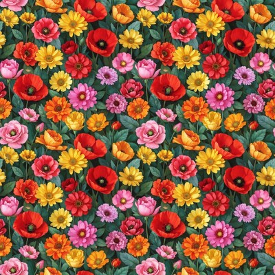 Colorful Poppy Flowers Pattern