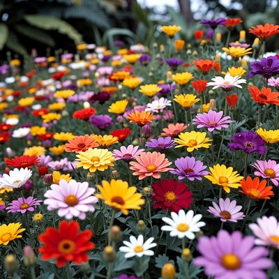 Colorful Daisy Flower Field