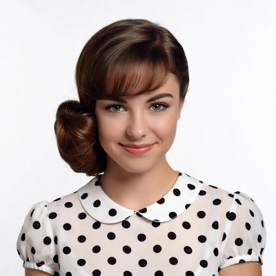 Young woman in polka dot dress