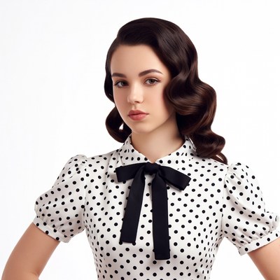 Young woman in polka dot dress