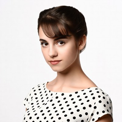 Young woman in polka dot dress