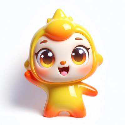 Cute yellow monkey waving