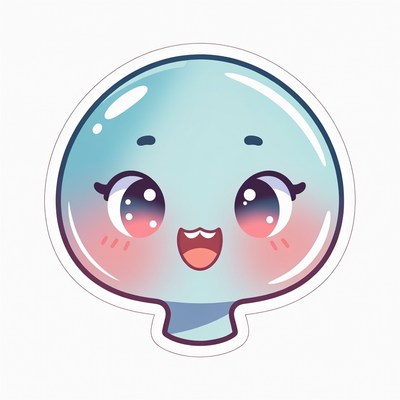 Cute Blue Jelly Smiling Illustration