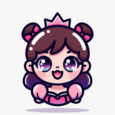 Cute cartoon princess girl smiling