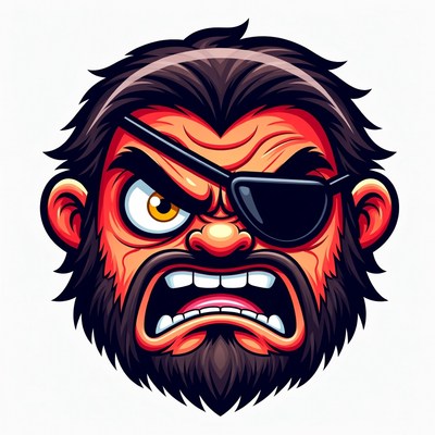 Angry pirate cartoon face