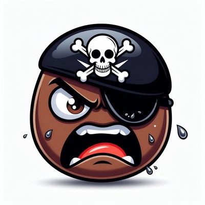 Angry pirate emoji with eyepatch