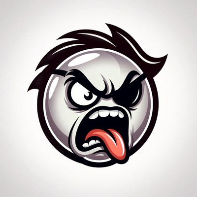 Angry Cartoon Face Sticking Tongue Out