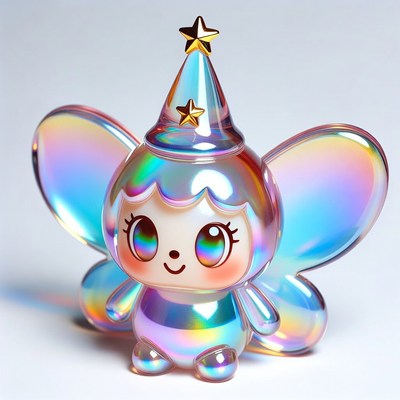 Iridescent Fairy Figure with Wings