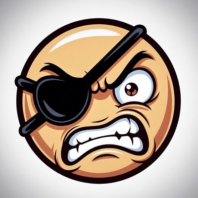 Angry pirate emoji with eyepatch
