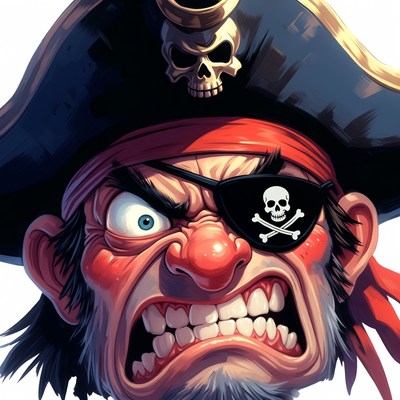 Angry Cartoon Pirate Face