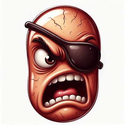 Angry Cartoon Bean Pirate Head