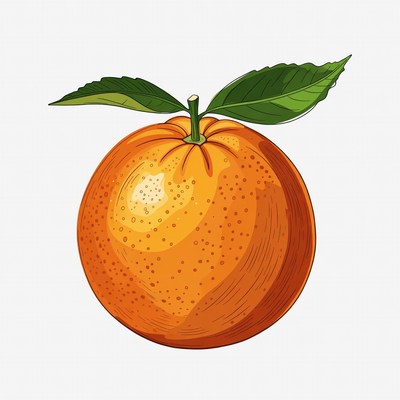 Orange fruit with leaves