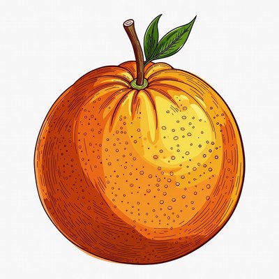 Fresh orange with leaf