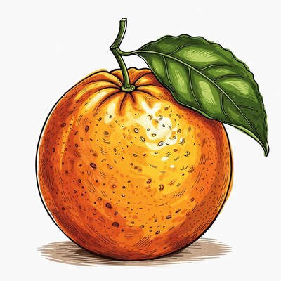Orange with Leaf Illustration