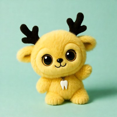 Cute yellow plush reindeer toy
