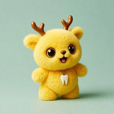 Cute yellow reindeer plush toy