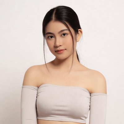 Asian woman in off-shoulder top