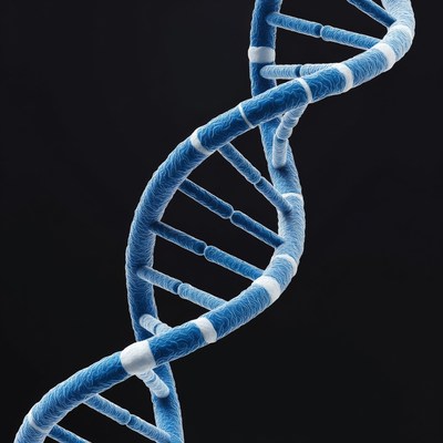 Blue DNA double helix structure