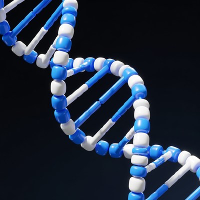 Blue and White DNA Double Helix