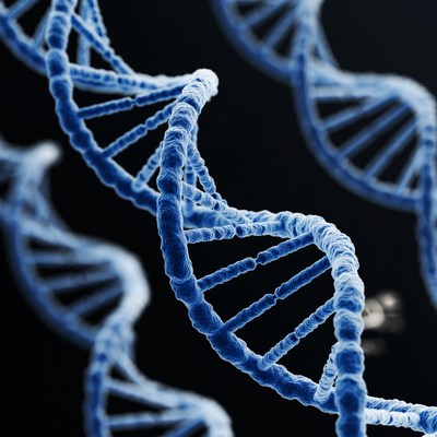 Blue DNA Double Helix Structure
