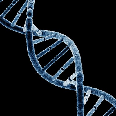 Blue DNA double helix structure