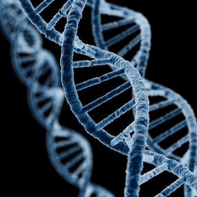 Blue DNA double helix structure