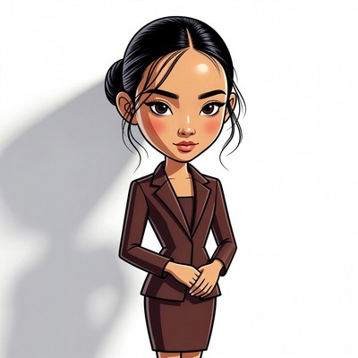 Asian woman in brown business suit