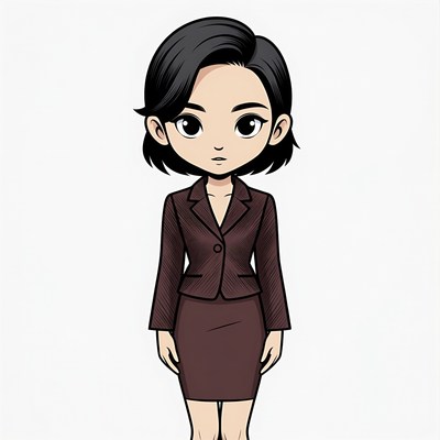 Chibi Asian woman in business suit