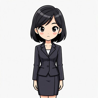 Anime girl in navy business suit