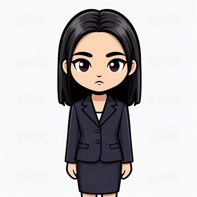 Asian woman in navy business suit