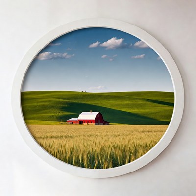 Red Barn in Wheat Field