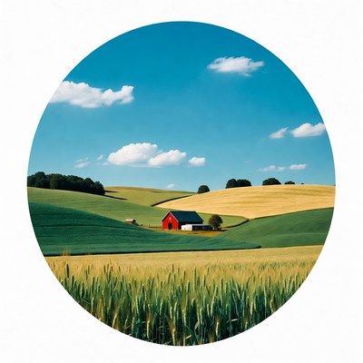 Red Barn in Rolling Farmland