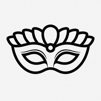 Ornate Black Outline Masquerade Mask