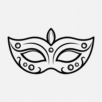 Elegant Black Outline Masquerade Mask