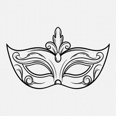 Elegant Ornate Masquerade Mask Outline
